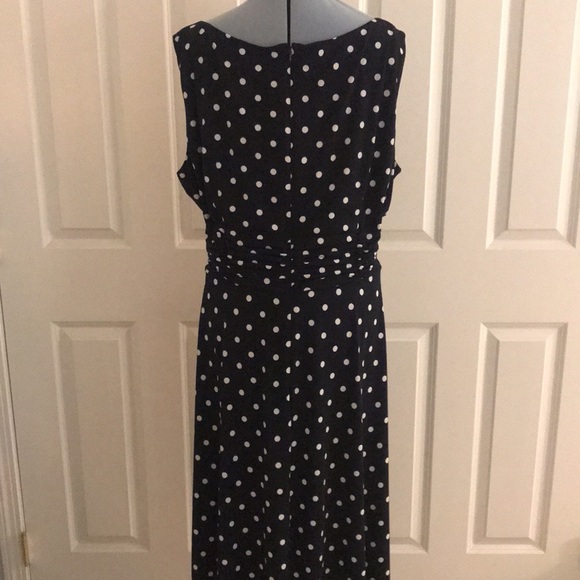 CJ Banks Navy Blue & White Polka Dot Sleeveless Dress Curves Ruched Waist Detai… - Picture 7 of 16